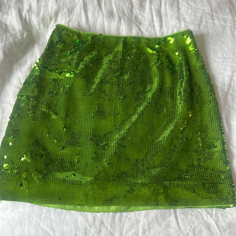 & Other Stories Sequin Green Mini Skirt